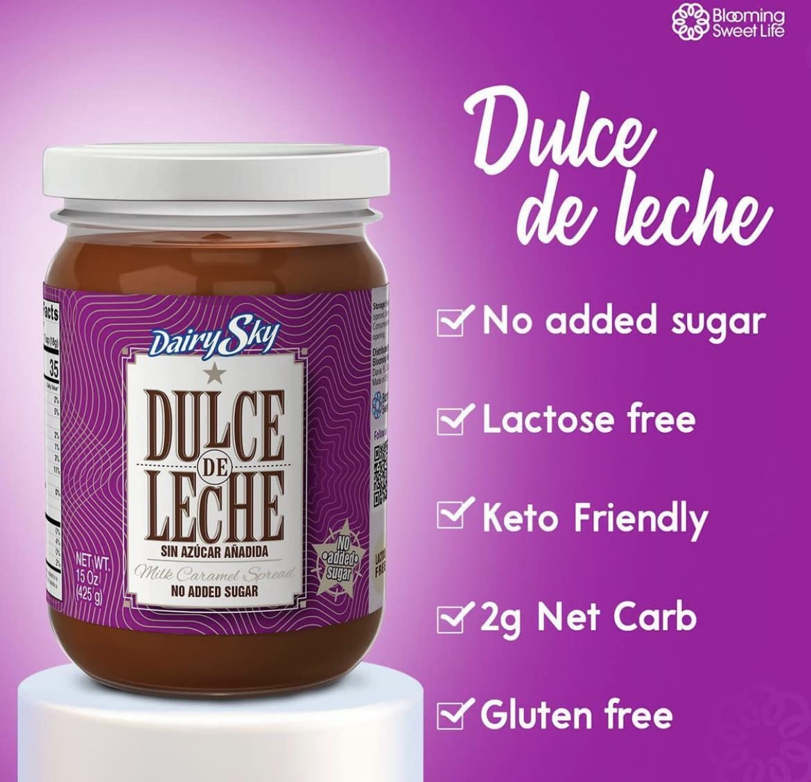 DairySky Lactose Free Milk Powder & Dulce de Leche Sin Azucar | Lactose Free Nonfat Milk Kosher with Protein & Calcium | Caramel No Added Sugar, Gluten Free Used for Ice Cream, Desserts, Coffee,& More - Image 3